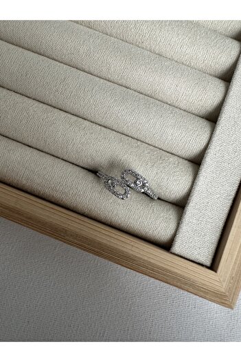 ringbox Silver Color Brand Stone Spiral Ring