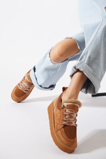 Moda Pie Rosa Dil Fur Women's Daily Boots Brown Suede