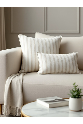 JACA Square and Rectangular Inner Filled Decorative Pillow Cushion Set (2 Pieces)