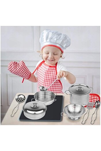 PROCART Kitchen accessories set for children, apron, dishes and cooking utensils, 12 items