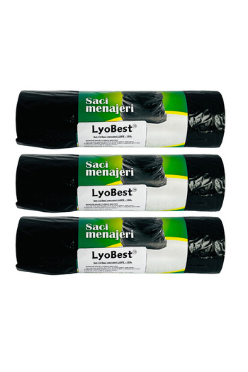 LYOBEST Set 3x Garbage / Rubbish Bags, for Europubela, Capacity 120L, 10 pcs/Roll, Black, Heavy Duty