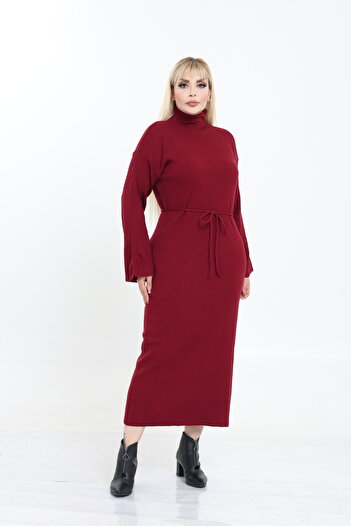 MJORA High Neck Wide Sleeve Knitwear Knitted Dress