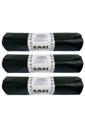 LYOBEST Set of 30 LDPE garbage bags, resistant, economical, black, capacity 240 l, 10 pcs / roll