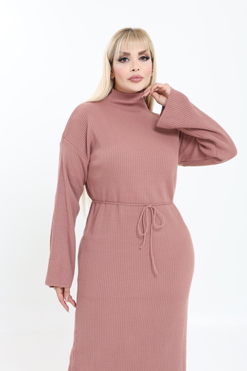 MJORA High Neck Wide Sleeve Knitwear Knitted Dress