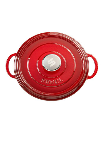 TRENDBULL Cast Iron 24 cm Deep Pot Red