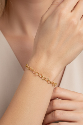 bymissmücevherat 925 Ayar Gümüş 14K Gold Kaplama Kalp Bileklik "Aşkın Fısıltısı"