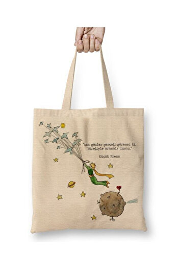 Toyaso Le Petit Prince Little Prince White Cloth Bag Long Handle Shopping Bag Beach Bag
