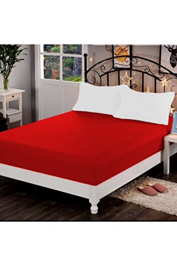 ROSSETTI Fitted Bed Sheet, Cotton Jersey, Oeko Tex Certified, 200x220 cm, Red