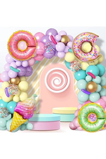 OEM Arcada 139 Multicolored Macaron Balloons, Pastel, Ice Cream, Donut, LolliPop