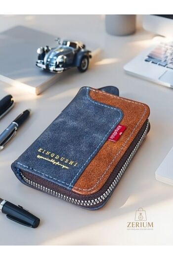 ZERİUM Stylish and Durable Men's Pu Leather Multi-Function Id and Card Wallet
