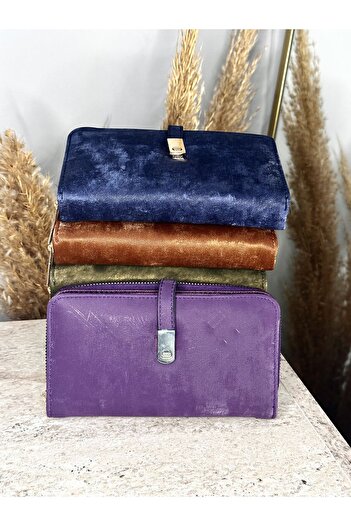 MODA Suet Women's Purple Snap Wallet - Zippered Phone, Paper and Coin Compartment