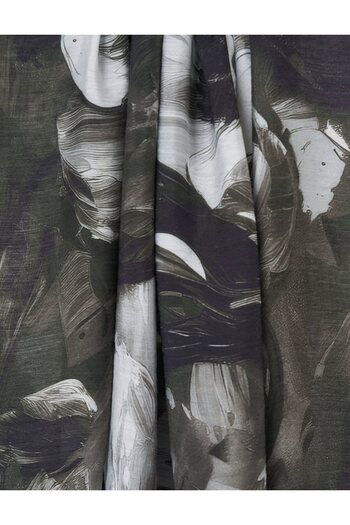 Kayra Logo Detailed Jacquard Shawl Khaki