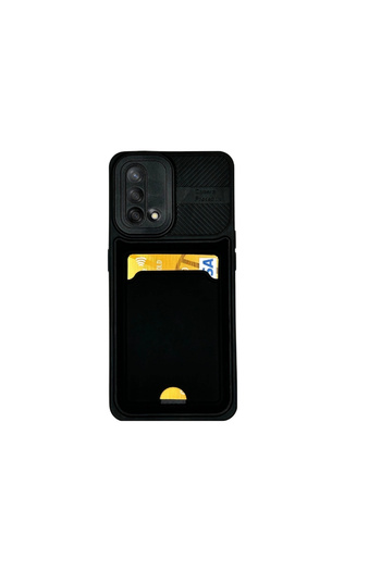 ALFA AKSESUAR 03 Oppo A74 Silicone Case with Card Holder Black