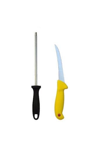 Globalport Retail Professional Butchery Set – Boning Knife with Ergonomic Yellow Handle, Stainless Steel Blade + 20