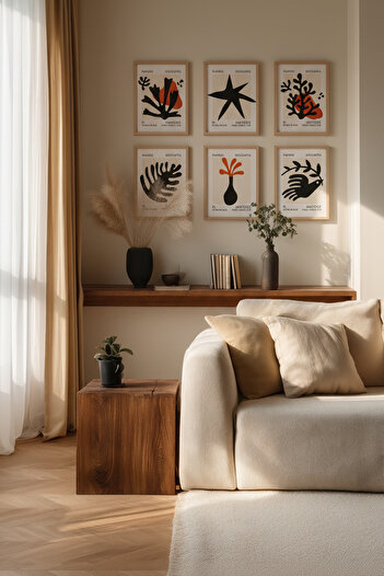 Artiera Modern Matisse 6-Piece Premium Wooden Framed Wall Painting Set Minimalist Living Room Paintings