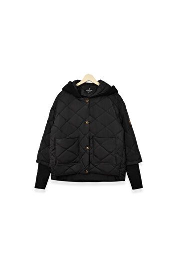 SETTY KOOP "Quilted Jacket for Women – Warm Winter Coat with Knit Hood and Front Pockets" geacă femei