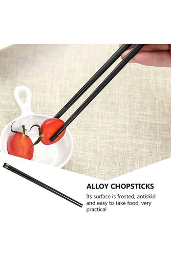ONMART ON MART 5 Pair Alloy Chopsticks Reusable for Asian Food Sushi Noodles Rice