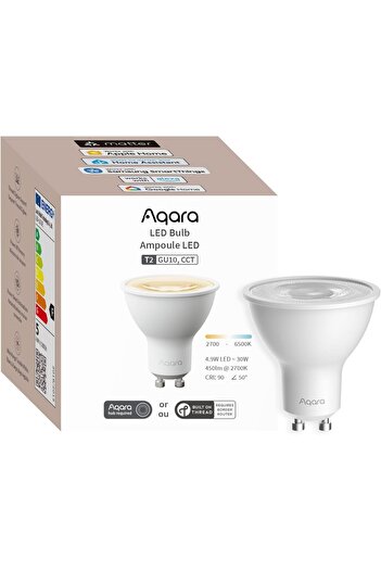 Aqara LED Bulb T2, Smart GU10 CCT, 4.9W, Thread & Zigbee Connectivity, 450lm, 30W Equivalent, 2000-9