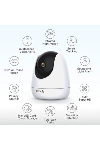 Tenda 2.5K Pan/Tilt Security Camera Indoor 4MP, Home CCTV, Pet Dog WiFi Camera 360° Baby Monitor wi