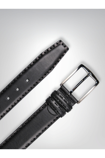 MFT Leather Design Genuine Leather Men's Belt – Saddler Stitching, 4 Cm, Black |   7601