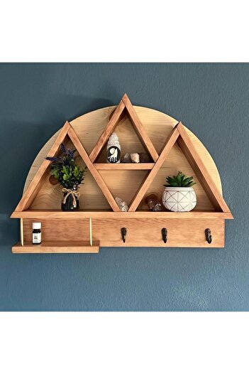 MAVİ TREND Natural Wood Key Holder Key Rack Modern Hallway, Entrance Shelf Key Hanger