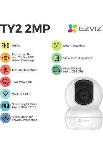 EZVIZ CS-TY2 SMART WI-FI PAN & TILT CAMERA 2 MEGAPIXEL