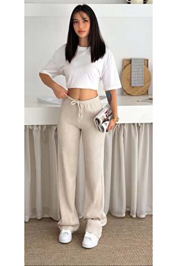 Noa Noa Accordion Ribbed Wide Leg Trousers