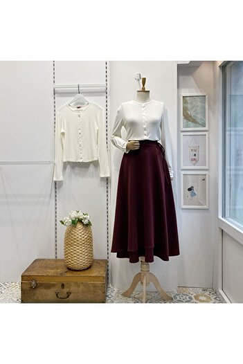 Faya Boutique Envelope Model Bordo Scuba Skirt