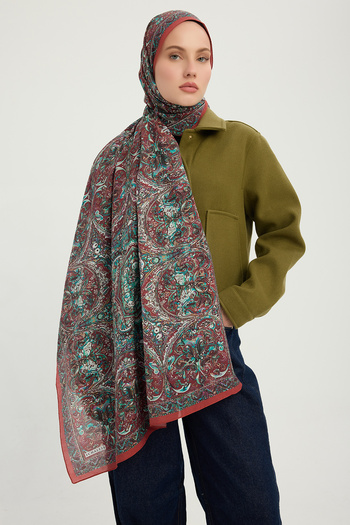 Schaless Eternal Palaces - Tile - Vierra Patterned Viscose Shawl - 70X190 cm