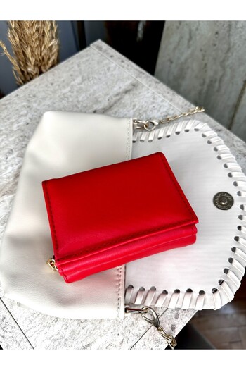 MODA Faux Leather Women's Red Medium Size Snap Wallet - with Paper and Coin Compartments