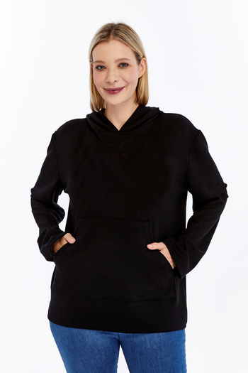 Curvy Trend Plus Size Hooded Pocket Soft Flowy Fabric Sweatshirt