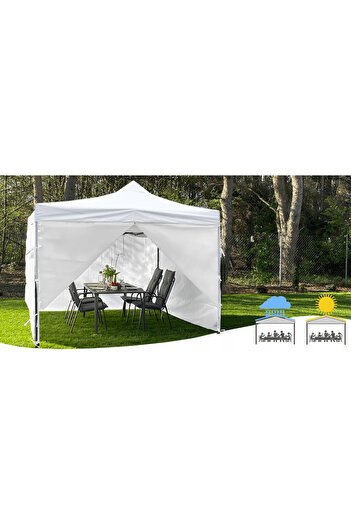 Selgot Garden Pavilion, Foldable, 3 x 3 m, 3 Walls, White