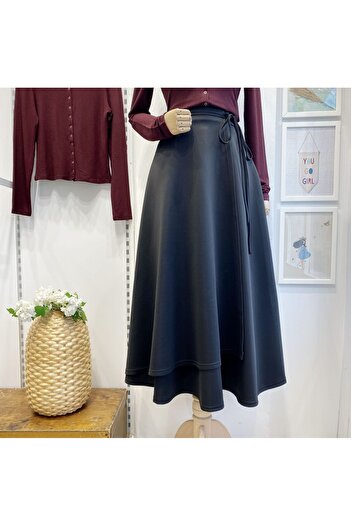 Faya Boutique Anvelop Model Black Scuba Skirt