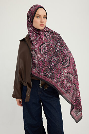 Schaless Eternal Palaces - Cherry - Vierra Patterned Viscose Shawl - 70X190 cm