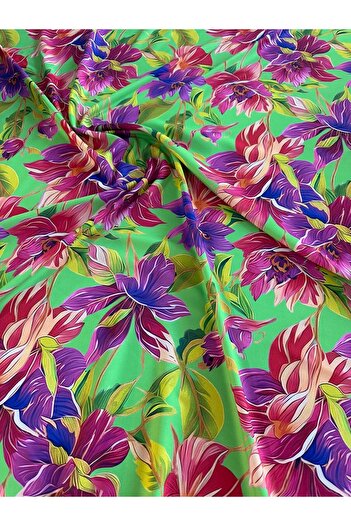 DMNSTOK En150Cm Digital Crepe Colorful Fabric for Dress, Skirt, Blouse Shirt, Flowy Shalwar Night Fabric