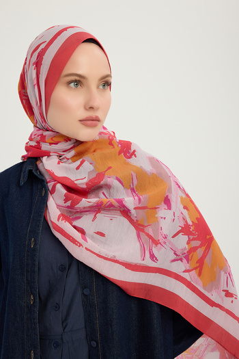 Schaless Free Brushes - Pomegranate Flower - Vierra Patterned Viscose Shawl - 70X190 cm