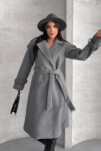 giyimmasalı Imported Cashmere Fabric Long Coat - Gray