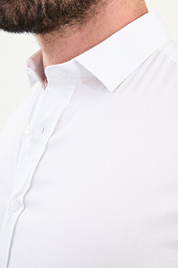 Mcr Patterned Slim Fit Long Sleeve Men's Shirt White - 27110.25K