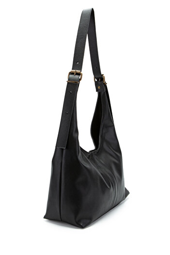 minebag Faux Leather Cris Belt Detailed Almira Handbag Black