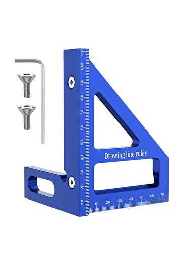 CZAY 45/90 Angle Gauge, 3D Measuring Tool, Triangular Metal Ruler Precision 0.002 mm, Carpenters