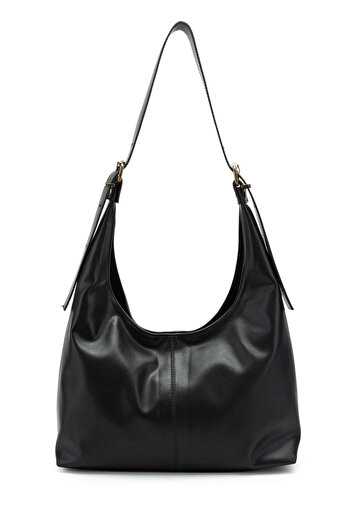minebag Faux Leather Cris Belt Detailed Almira Handbag Black