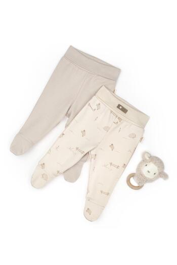 BabyCosy Organic Wear Baby 2-Pack Booties Pants 100% Organic Cotton, Baby - Newborn - Csy8179