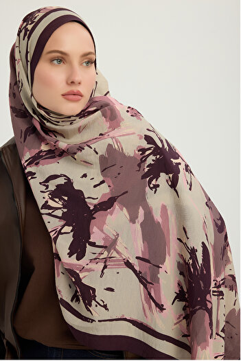 Schaless Özgür Fırçalar - Camel - Vierra Patterned Viscose Shawl - 70X190 cm