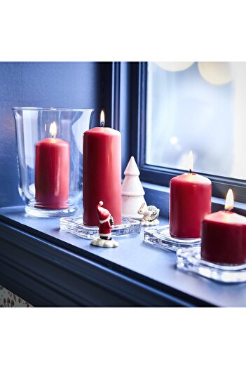 IKEA FENOMEN Unscented pillar candle, set of 4, red