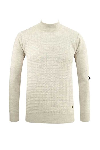 güncüoğlu Half Fisherman Self-Patterned Steel Knitted Men's Sweater