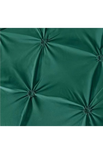 OEM Double Bedding Set, Cotton, Embroidered Pleats, 6 Pieces, Emerald Green, Fitted Sheet 180x200 cm