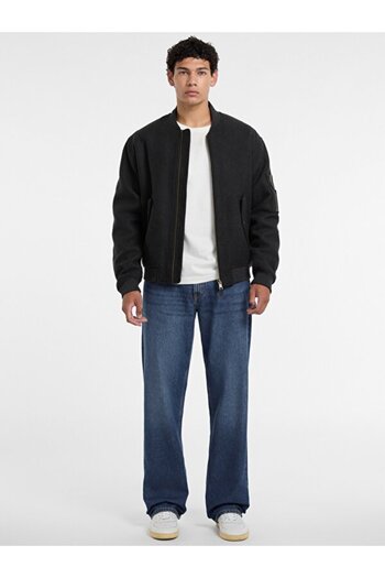 Guess Jeans Erkek Yün Karışımlı Bomber Ceket