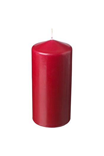 IKEA FENOMEN Unscented pillar candle, red, 14 cm