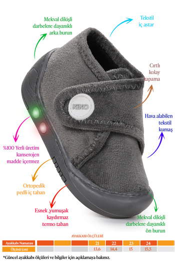 Kiko Kids Petri Daily Lighted Baby Girl Home School Nursery Slippers