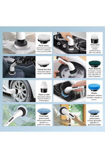 Sultan Universal electric cleaning and polishing brush, 7 multifunctional heads with telescopic handle